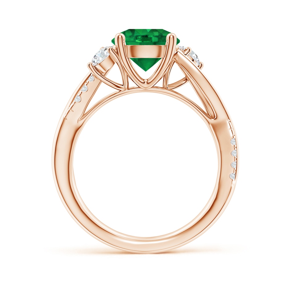 8mm AAA Nature Inspired Emerald & Diamond Twisted Vine Ring in Rose Gold side 199