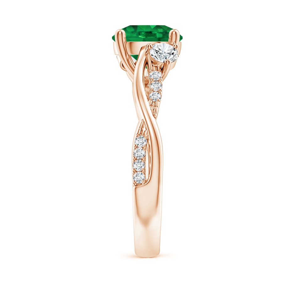 8mm AAA Nature Inspired Emerald & Diamond Twisted Vine Ring in Rose Gold side 299