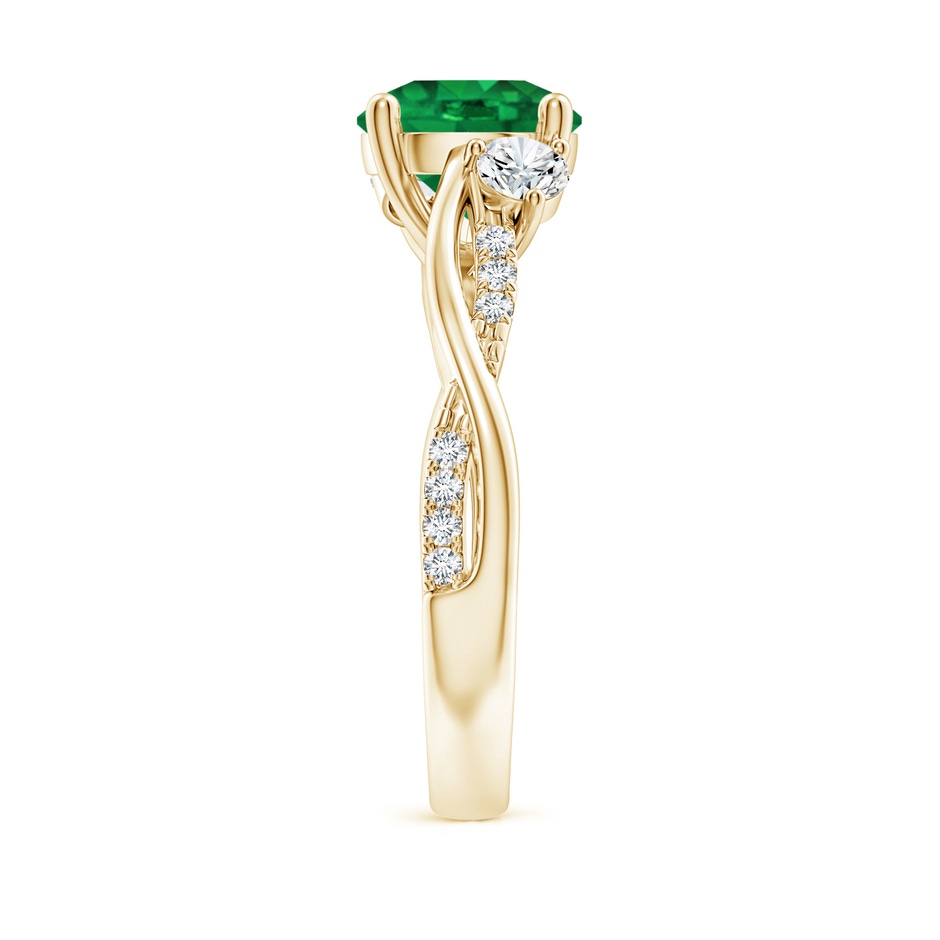 8mm AAA Nature Inspired Emerald & Diamond Twisted Vine Ring in Yellow Gold side 299