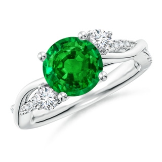 8mm AAAA Nature Inspired Emerald & Diamond Twisted Vine Ring in P950 Platinum