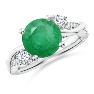 9mm A Nature Inspired Emerald & Diamond Twisted Vine Ring in P950 Platinum