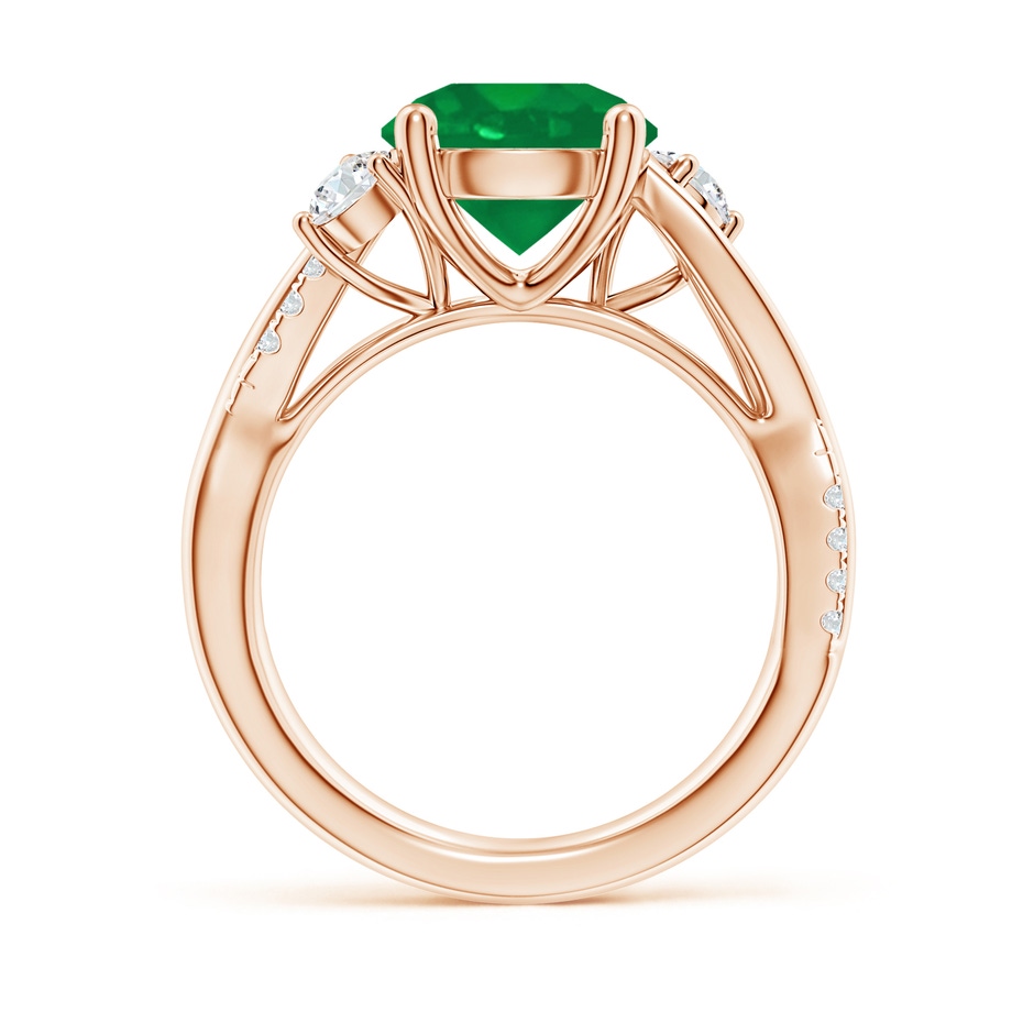 9mm AA Nature Inspired Emerald & Diamond Twisted Vine Ring in Rose Gold side 199