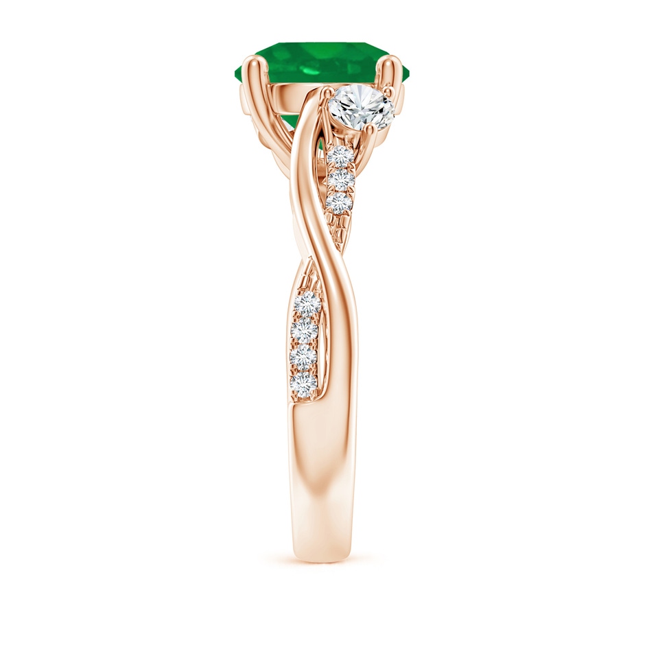 9mm AA Nature Inspired Emerald & Diamond Twisted Vine Ring in Rose Gold side 299