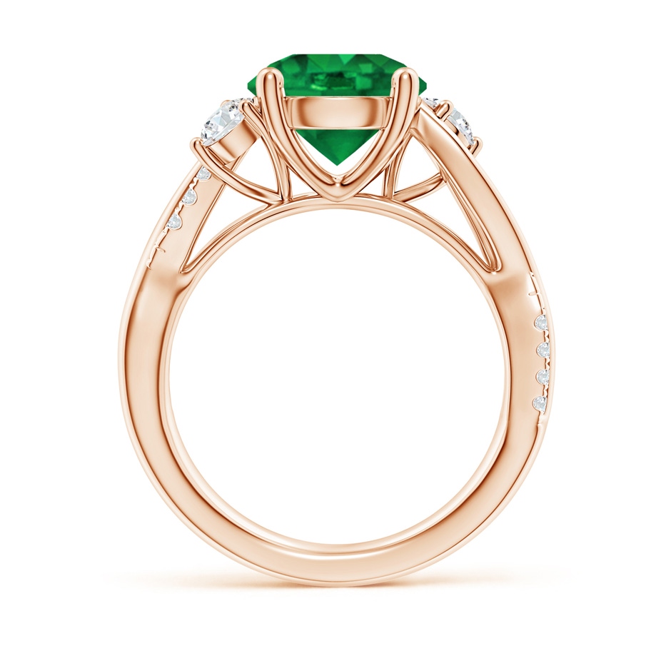 9mm AAA Nature Inspired Emerald & Diamond Twisted Vine Ring in 18K Rose Gold side 199