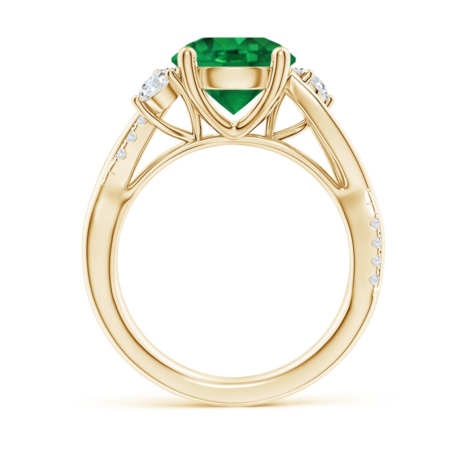 9mm AAA Nature Inspired Emerald & Diamond Twisted Vine Ring in Yellow Gold side 199