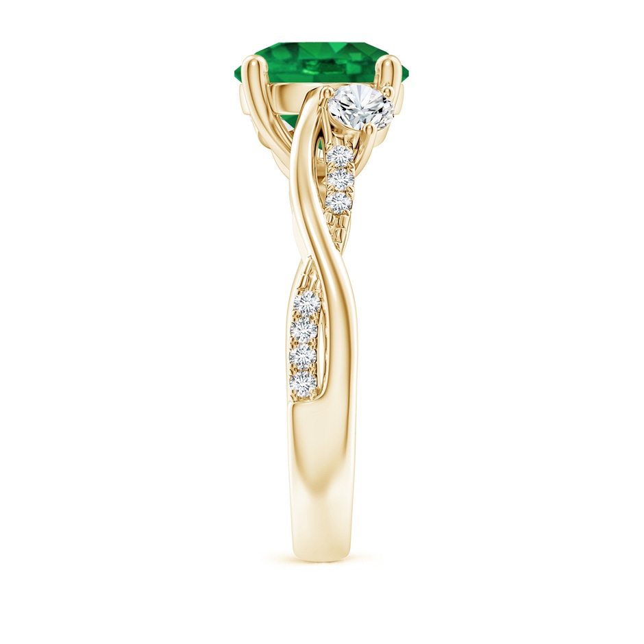 9mm AAA Nature Inspired Emerald & Diamond Twisted Vine Ring in Yellow Gold side 299