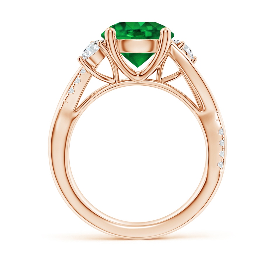 9mm AAAA Nature Inspired Emerald & Diamond Twisted Vine Ring in 18K Rose Gold side 199