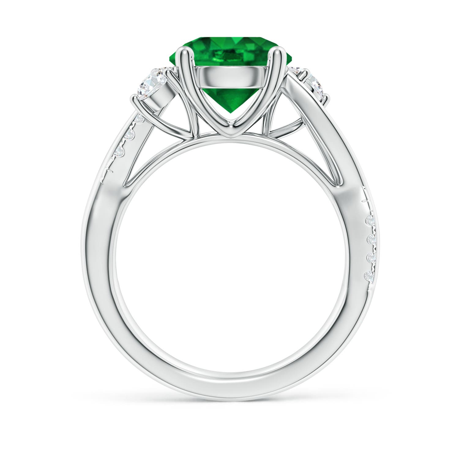 9mm AAAA Nature Inspired Emerald & Diamond Twisted Vine Ring in P950 Platinum