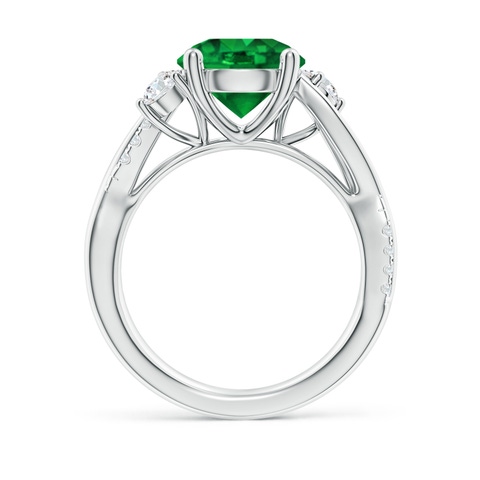9mm AAAA Nature Inspired Emerald & Diamond Twisted Vine Ring in P950 Platinum