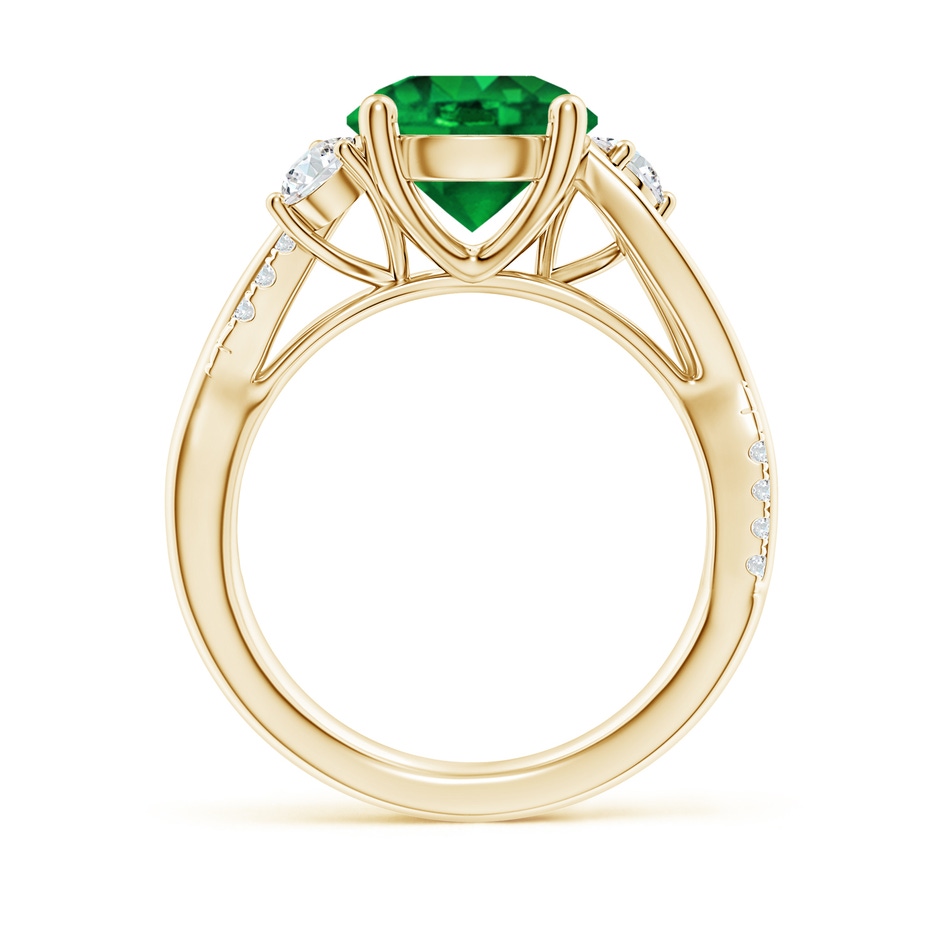 9mm AAAA Nature Inspired Emerald & Diamond Twisted Vine Ring in Yellow Gold side 199