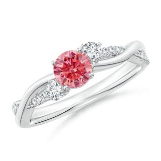 5mm AAAA Nature Inspired Fancy Intense Pink & White Diamond Twisted Vine Ring in P950 Platinum