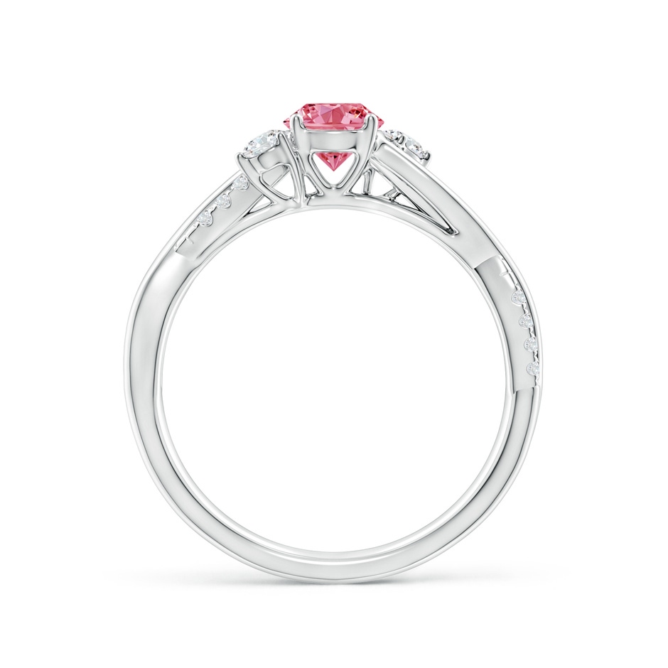 5mm AAAA Nature Inspired Fancy Intense Pink & White Diamond Twisted Vine Ring in P950 Platinum side 199