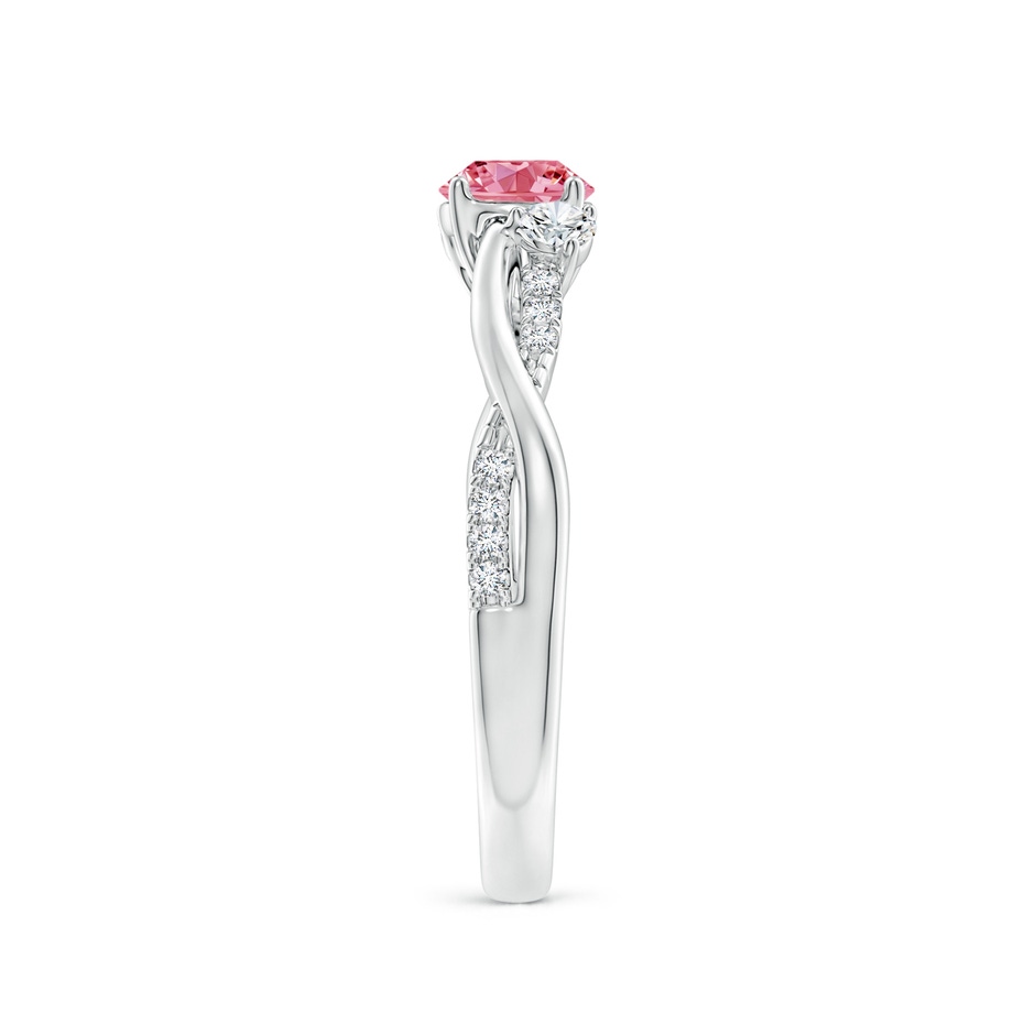 5mm AAAA Nature Inspired Fancy Intense Pink & White Diamond Twisted Vine Ring in P950 Platinum side 299