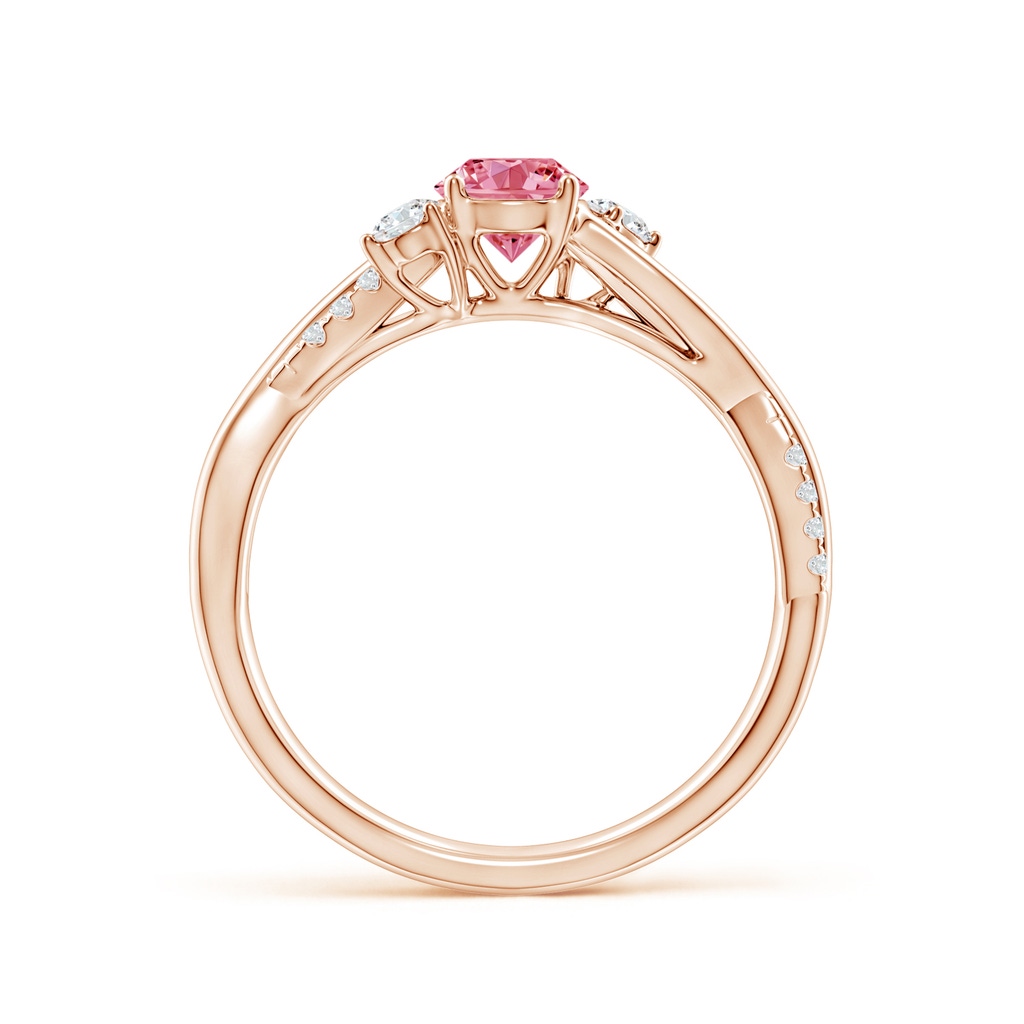 5mm AAAA Nature Inspired Fancy Intense Pink & White Diamond Twisted Vine Ring in Rose Gold - side 199