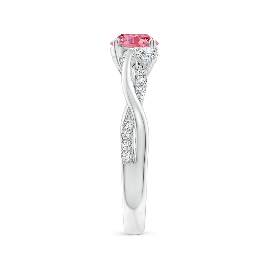 6mm AAAA Nature Inspired Fancy Intense Pink & White Diamond Twisted Vine Ring in S999 Silver side 299