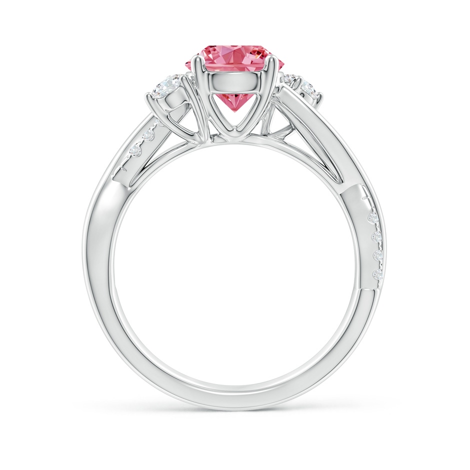 7mm AAAA Nature Inspired Fancy Intense Pink & White Diamond Twisted Vine Ring in P950 Platinum side 199