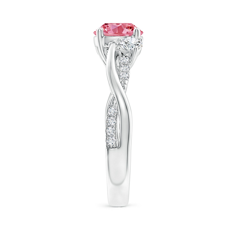 7mm AAAA Nature Inspired Fancy Intense Pink & White Diamond Twisted Vine Ring in P950 Platinum side 299