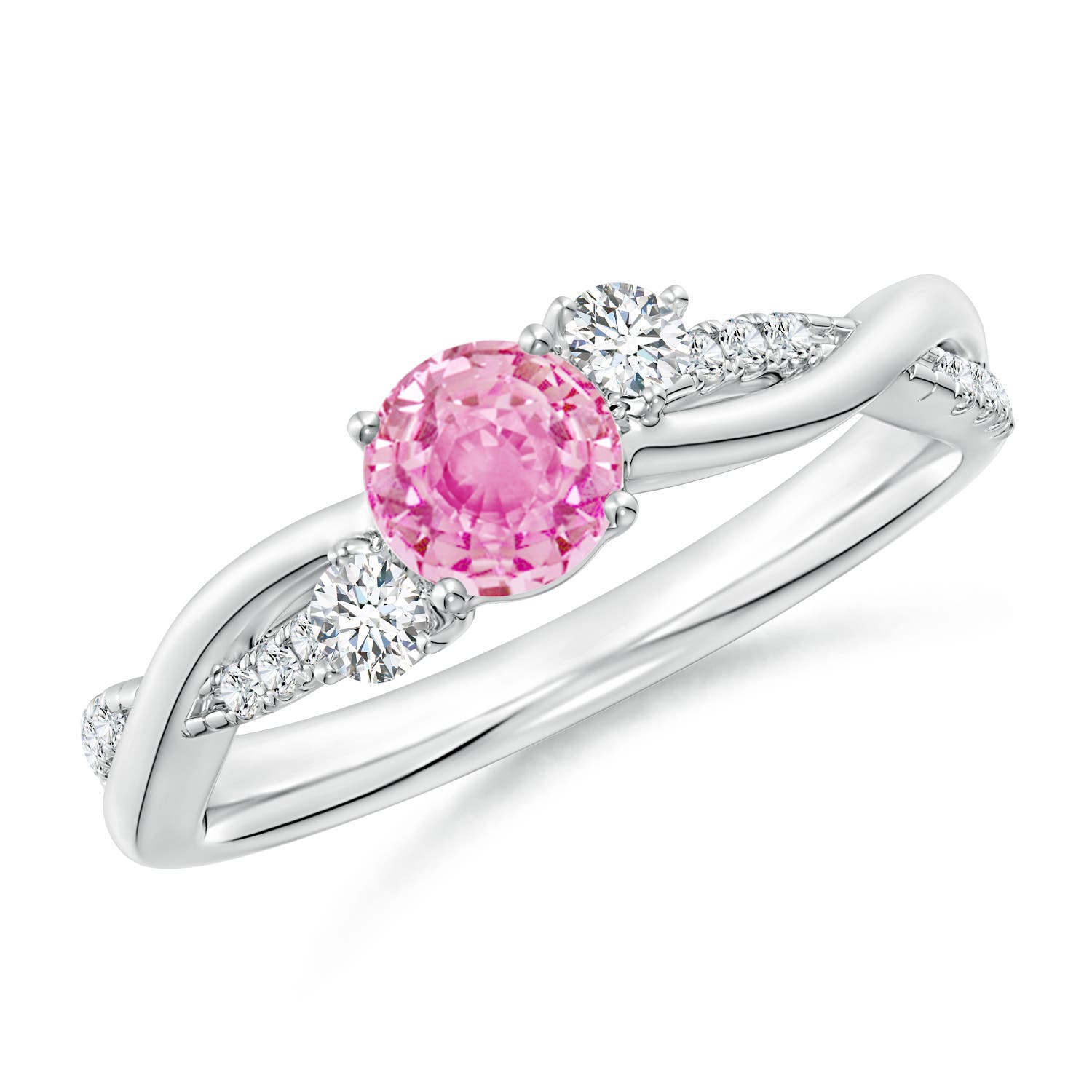 5mm A Nature Inspired Pink Sapphire & Diamond Twisted Vine Ring in P950 Platinum