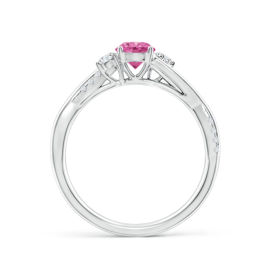 5mm AAA Nature Inspired Pink Sapphire & Diamond Twisted Vine Ring in White Gold Side-1