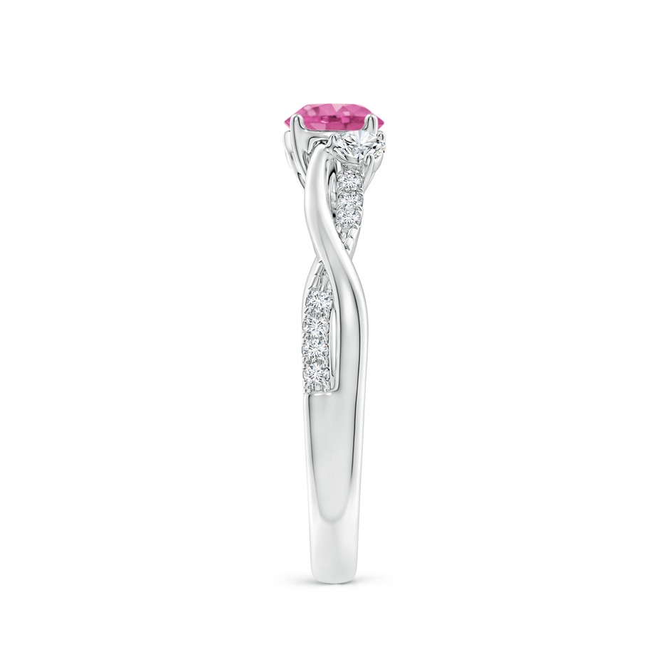 5mm AAA Nature Inspired Pink Sapphire & Diamond Twisted Vine Ring in White Gold Side-2