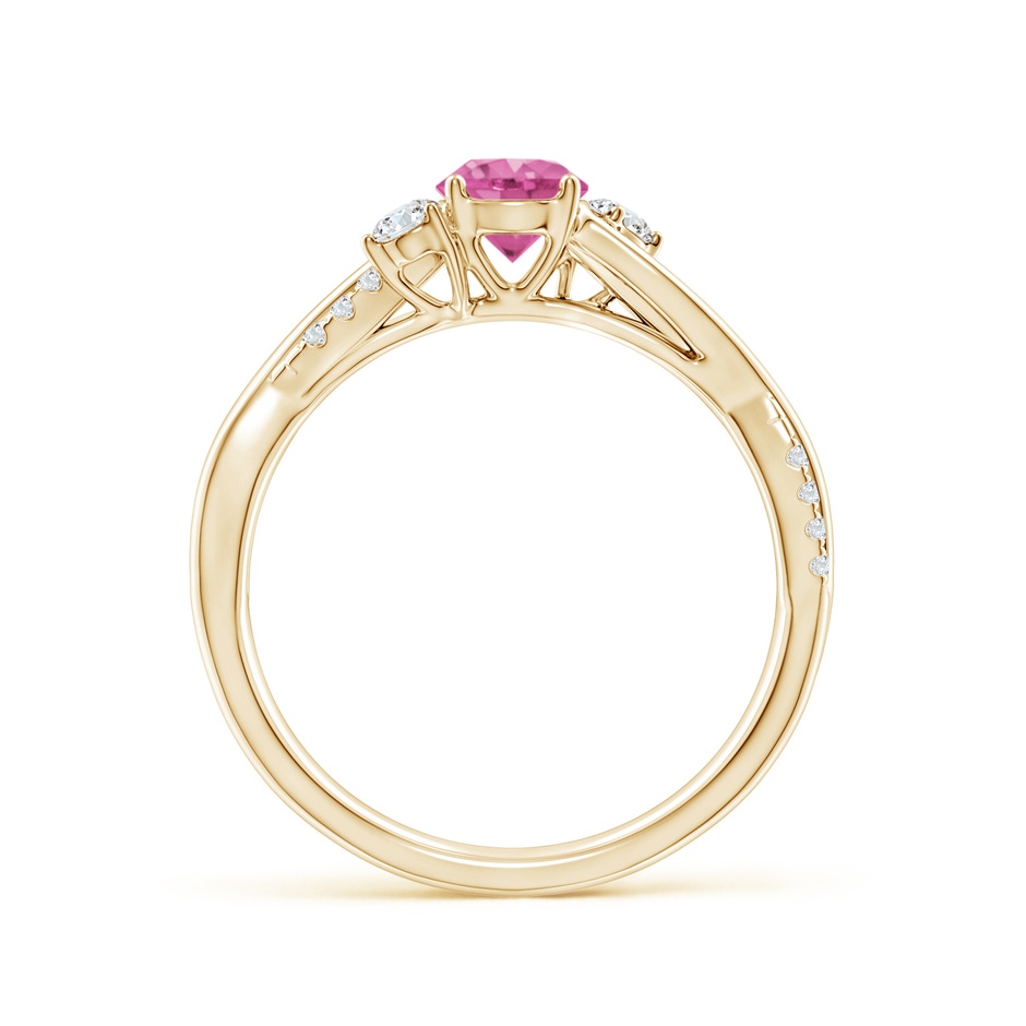 5mm AAA Nature Inspired Pink Sapphire & Diamond Twisted Vine Ring in Yellow Gold side-1