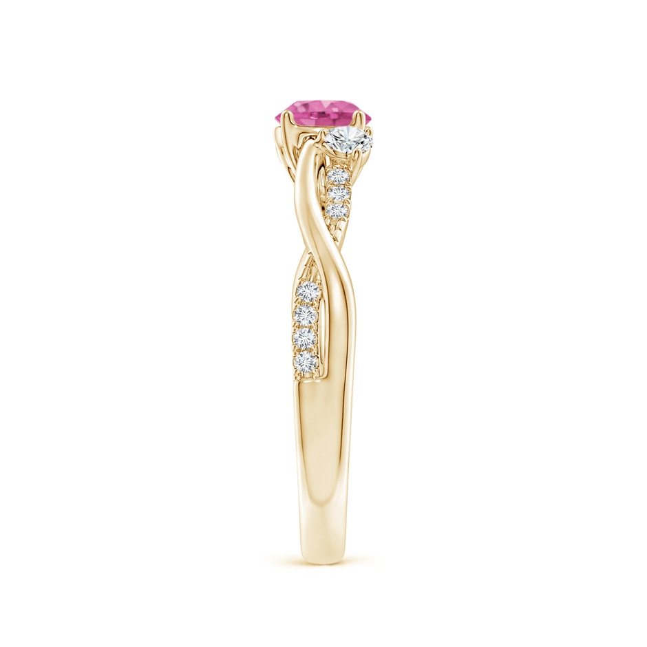 5mm AAA Nature Inspired Pink Sapphire & Diamond Twisted Vine Ring in Yellow Gold side-2