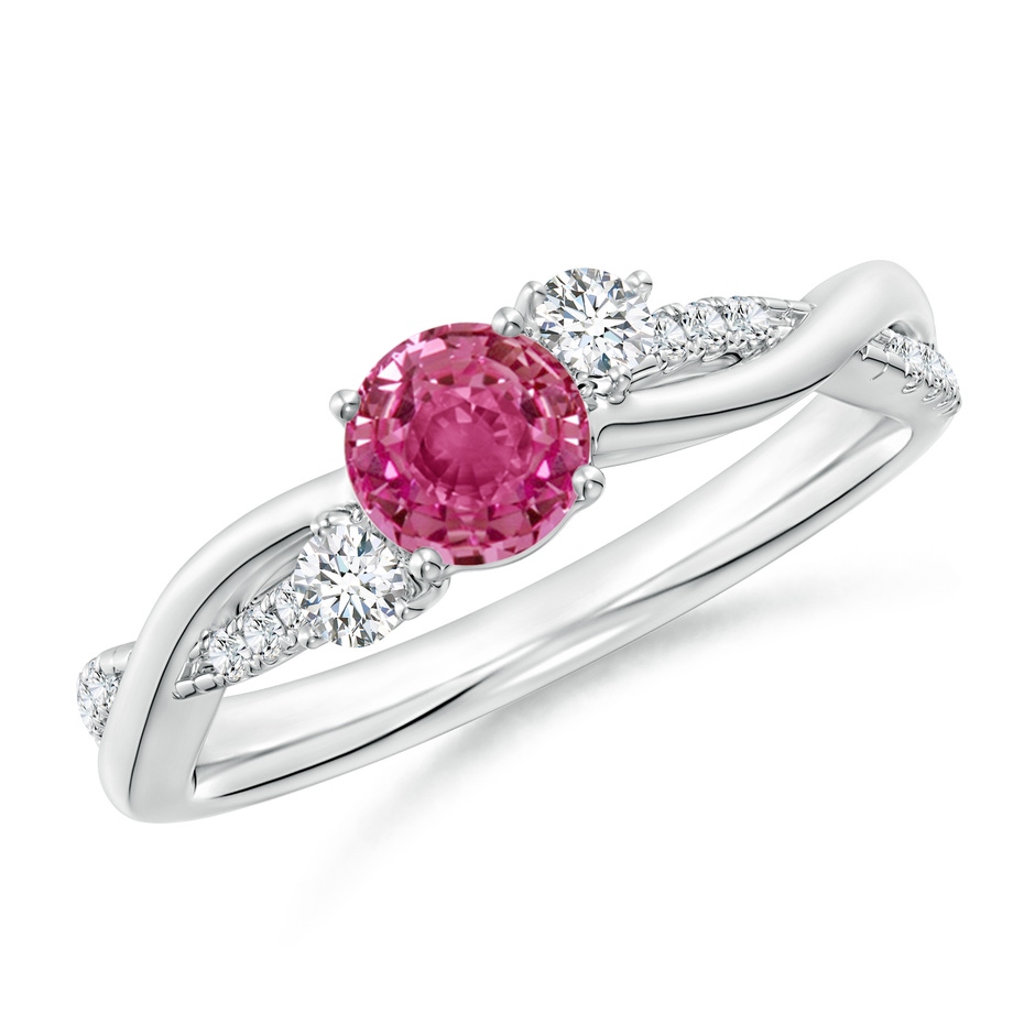5mm AAAA Nature Inspired Pink Sapphire & Diamond Twisted Vine Ring in P950 Platinum 