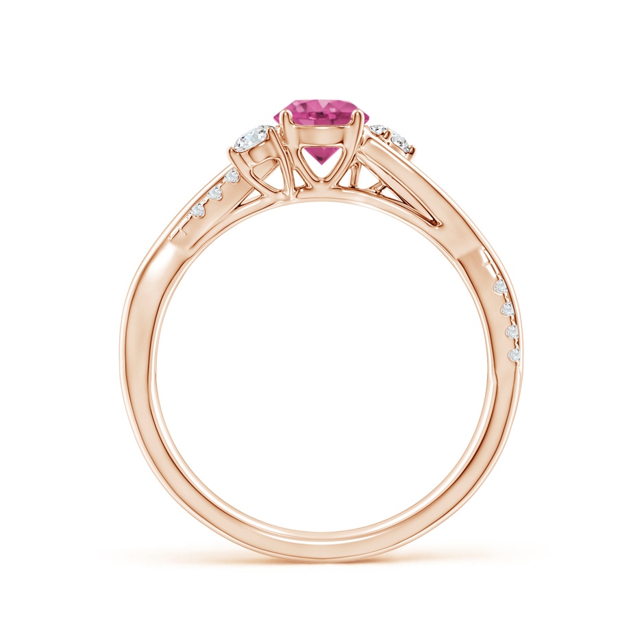 5mm AAAA Nature Inspired Pink Sapphire & Diamond Twisted Vine Ring in Rose Gold Side-1