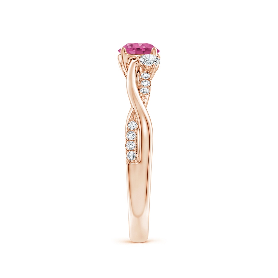 5mm AAAA Nature Inspired Pink Sapphire & Diamond Twisted Vine Ring in Rose Gold Side-2