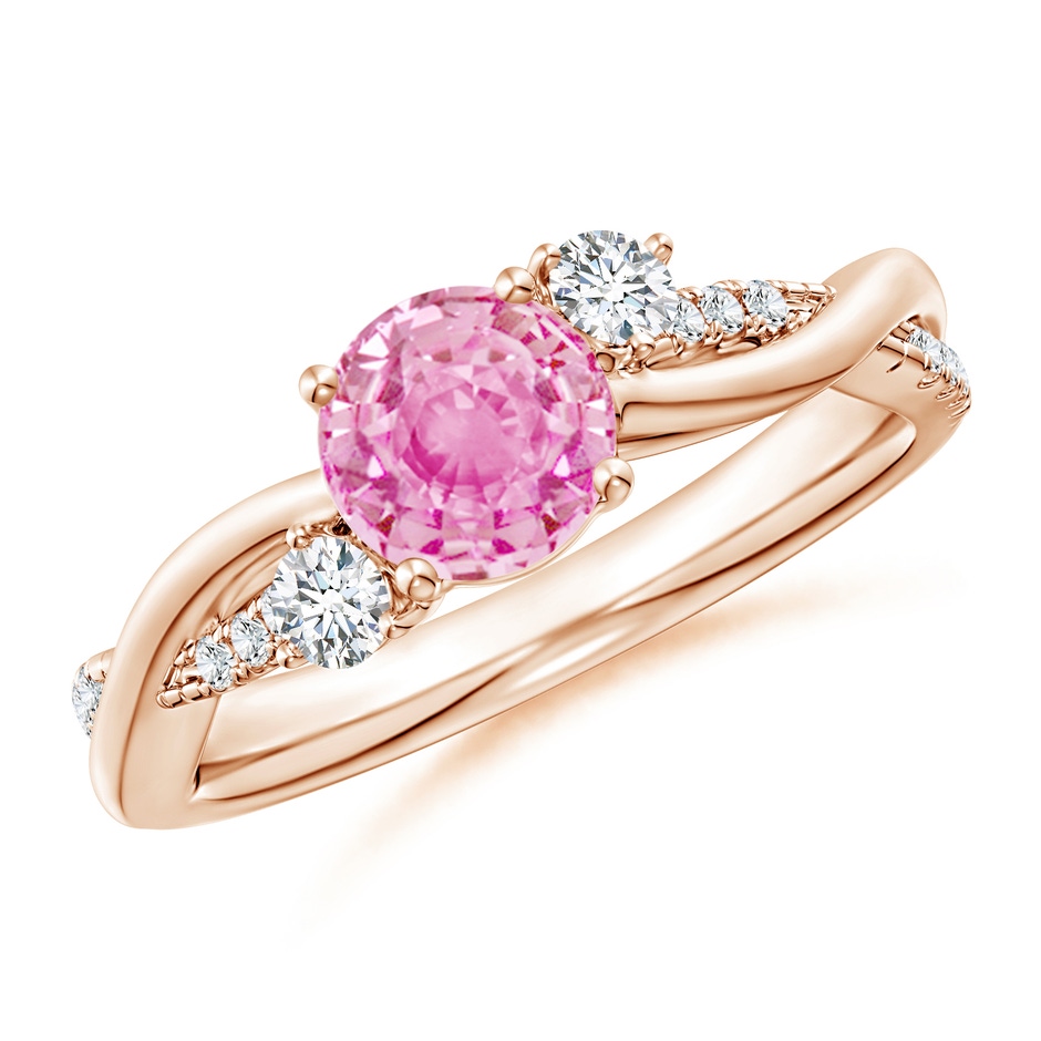 6mm A Nature Inspired Pink Sapphire & Diamond Twisted Vine Ring in Rose Gold 