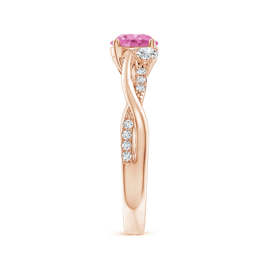6mm AA Nature Inspired Pink Sapphire & Diamond Twisted Vine Ring in Rose Gold Side-2