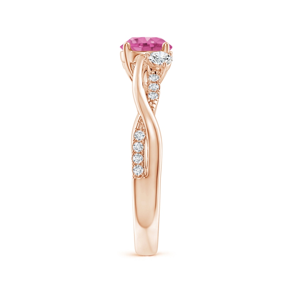 6mm AAA Nature Inspired Pink Sapphire & Diamond Twisted Vine Ring in Rose Gold Side-2