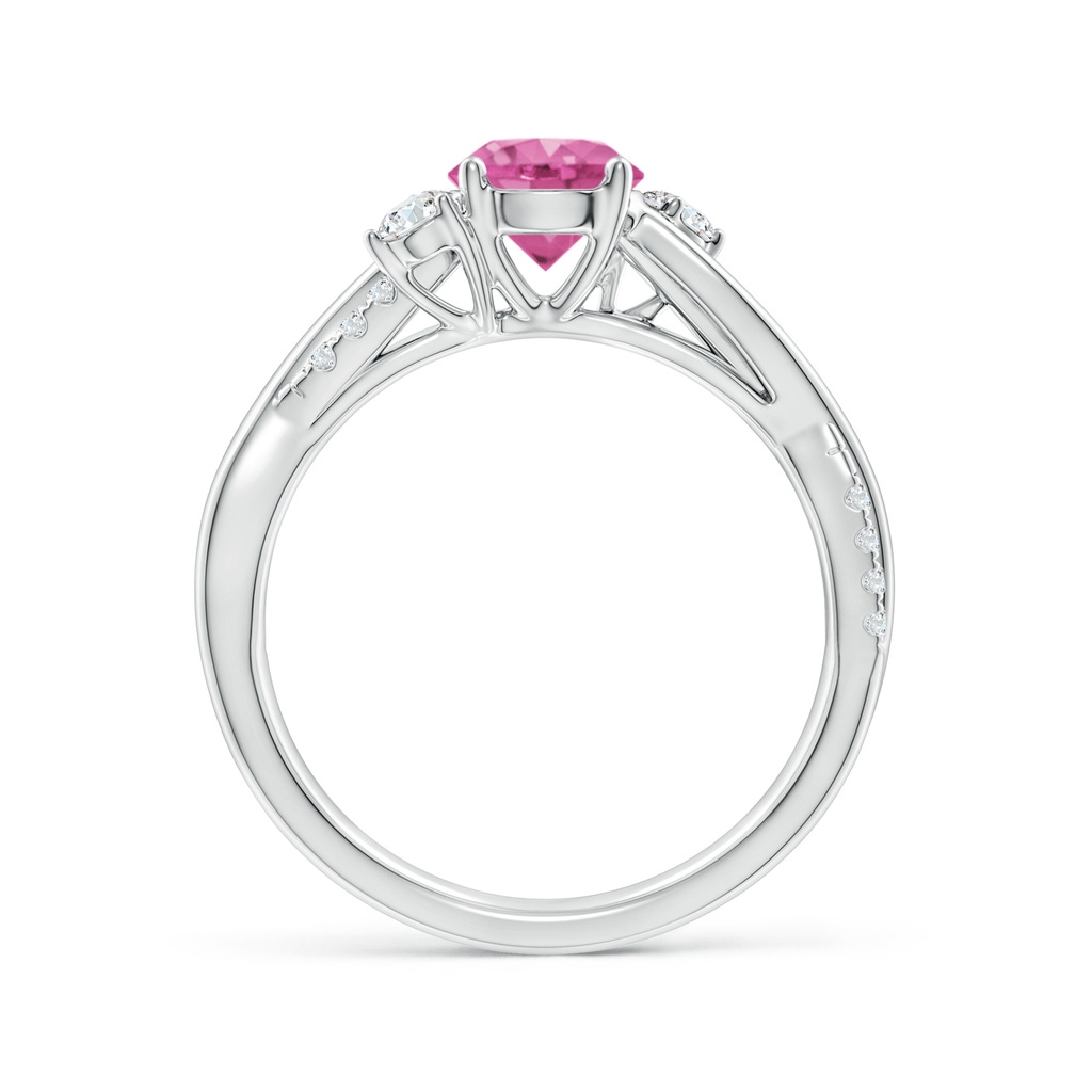6mm AAA Nature Inspired Pink Sapphire & Diamond Twisted Vine Ring in White Gold Side-1