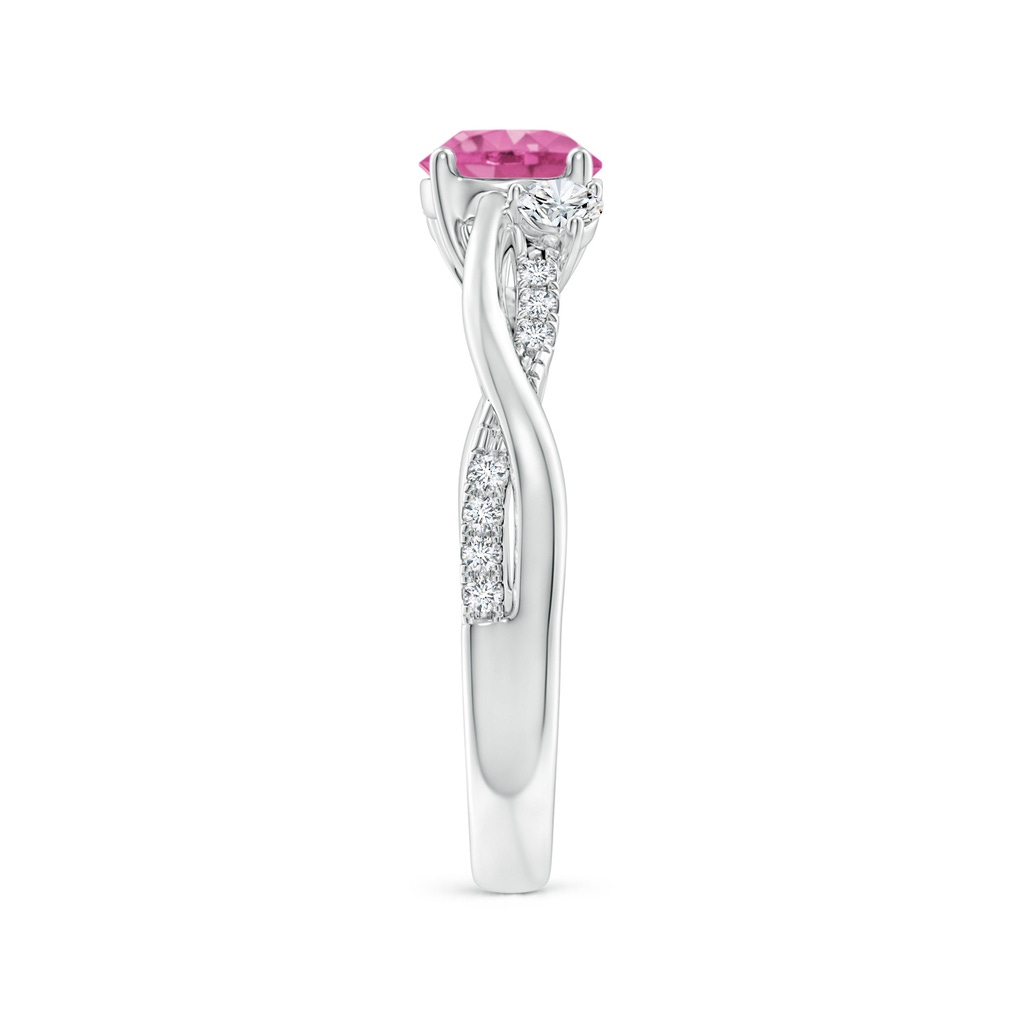 6mm AAA Nature Inspired Pink Sapphire & Diamond Twisted Vine Ring in White Gold Side-2