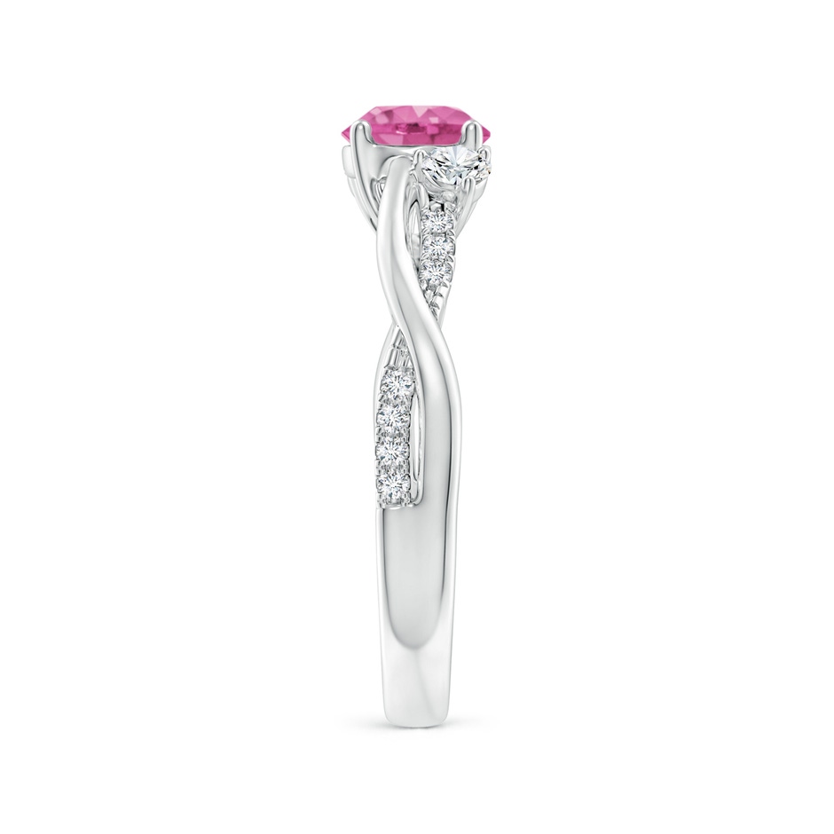 6mm AAA Nature Inspired Pink Sapphire & Diamond Twisted Vine Ring in White Gold side-2