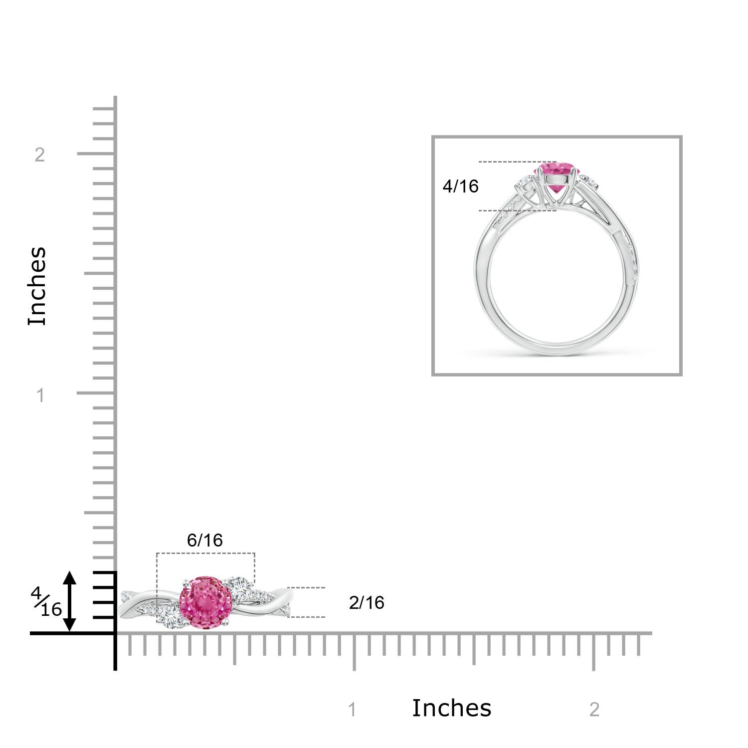 AAA - Pink Sapphire / 1.24 CT / 14 KT White Gold