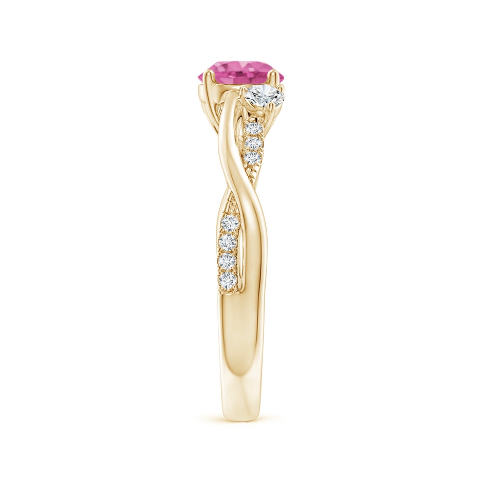 6mm AAA Nature Inspired Pink Sapphire & Diamond Twisted Vine Ring in Yellow Gold side-2