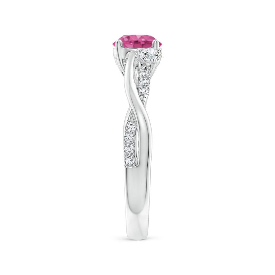 6mm AAAA Nature Inspired Pink Sapphire & Diamond Twisted Vine Ring in White Gold side-2