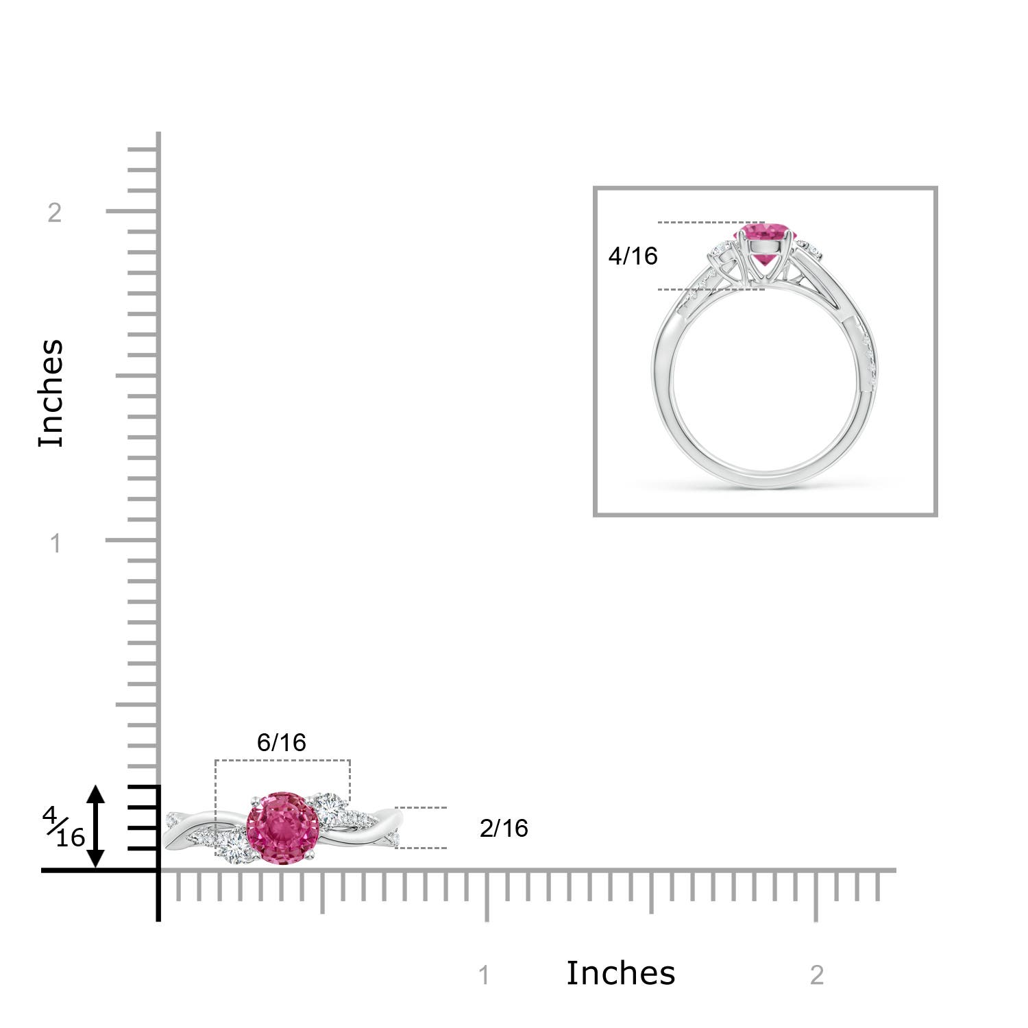 AAAA - Pink Sapphire / 1.24 CT / 14 KT White Gold