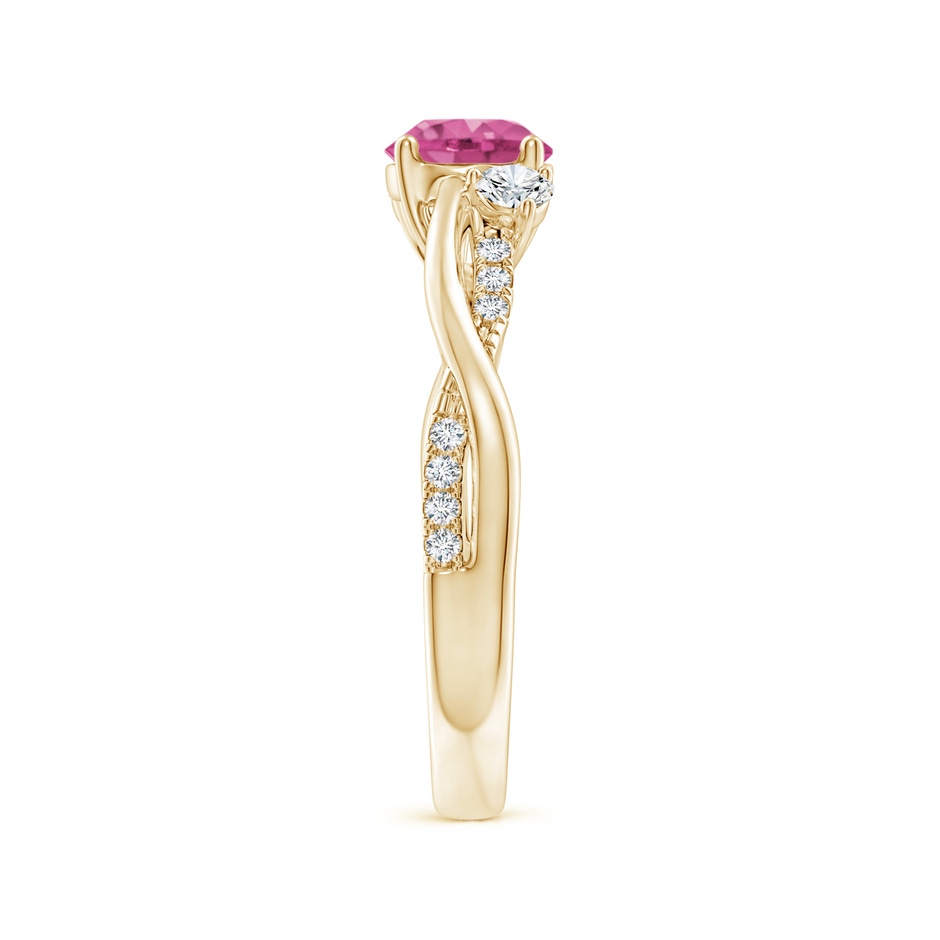 6mm AAAA Nature Inspired Pink Sapphire & Diamond Twisted Vine Ring in Yellow Gold Side-2