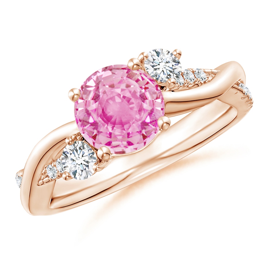 7mm A Nature Inspired Pink Sapphire & Diamond Twisted Vine Ring in Rose Gold 
