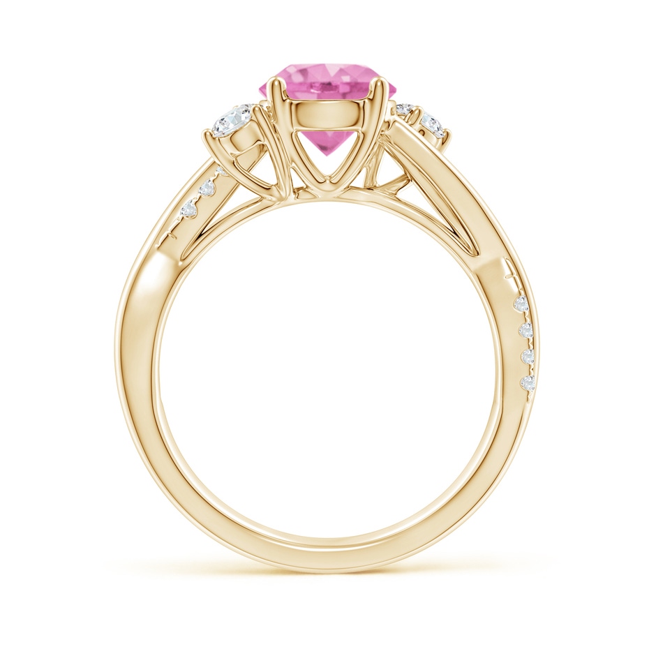 7mm A Nature Inspired Pink Sapphire & Diamond Twisted Vine Ring in Yellow Gold side-1