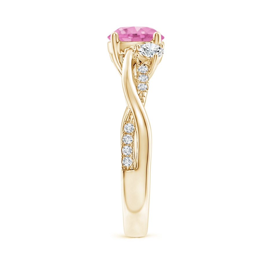7mm A Nature Inspired Pink Sapphire & Diamond Twisted Vine Ring in Yellow Gold side-2