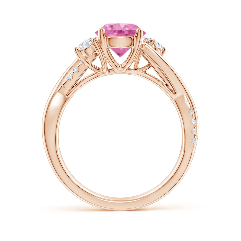 7mm AA Nature Inspired Pink Sapphire & Diamond Twisted Vine Ring in Rose Gold Side-1
