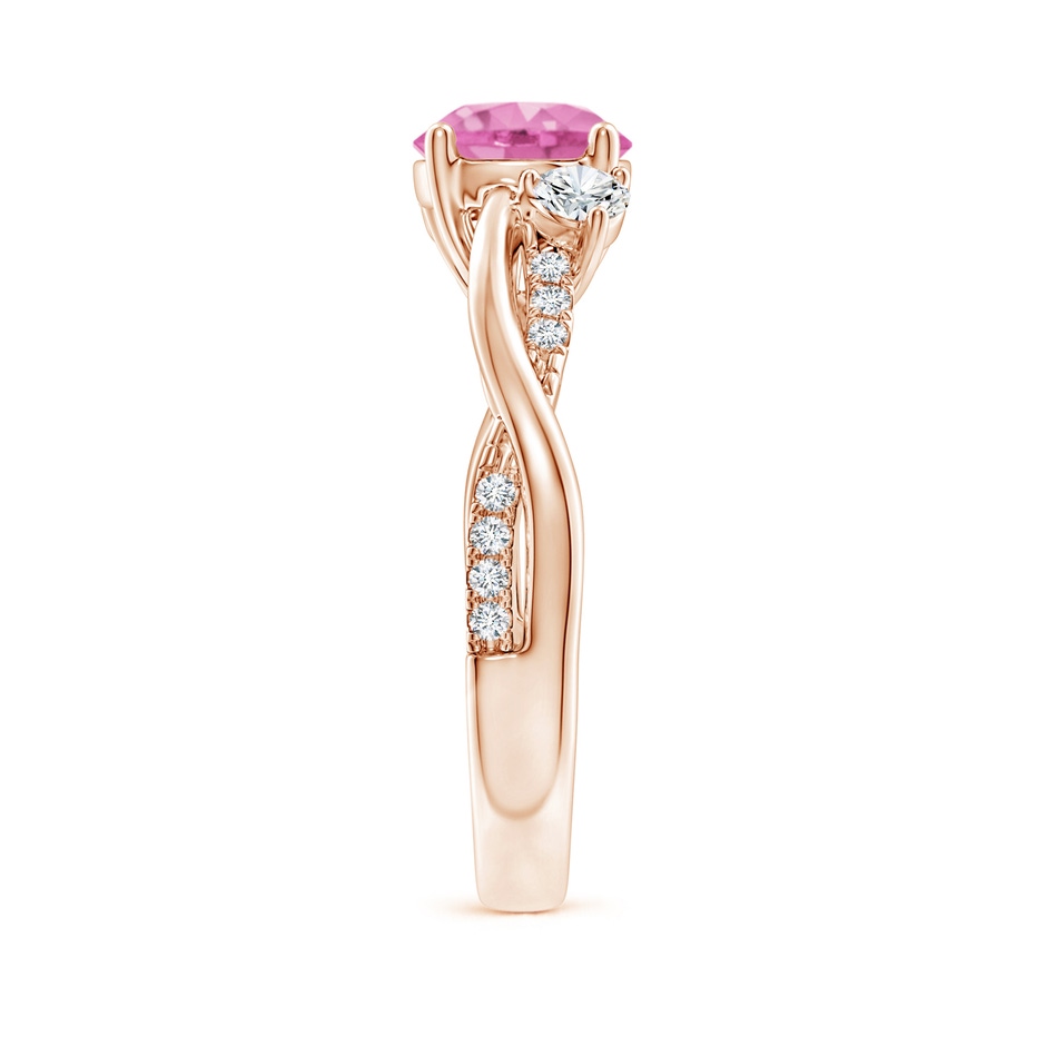 7mm AA Nature Inspired Pink Sapphire & Diamond Twisted Vine Ring in Rose Gold Side-2