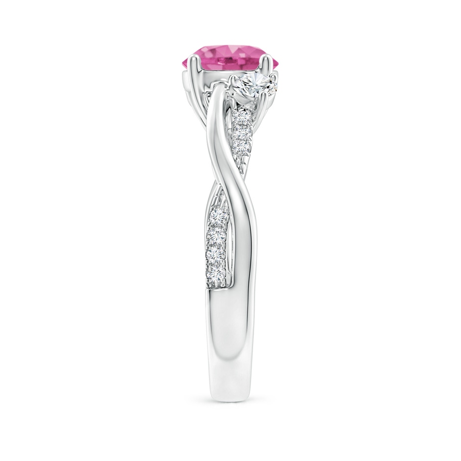 7mm AAA Nature Inspired Pink Sapphire & Diamond Twisted Vine Ring in P950 Platinum Side-2