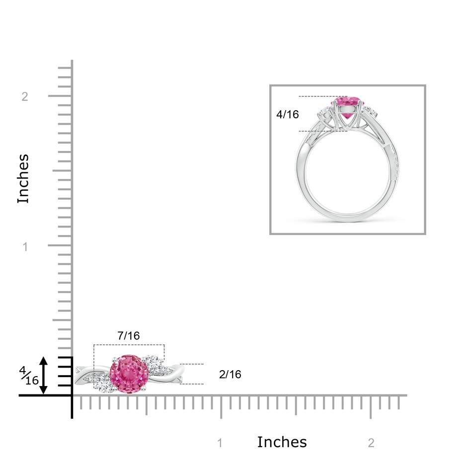 7mm AAA Nature Inspired Pink Sapphire & Diamond Twisted Vine Ring in P950 Platinum Ruler