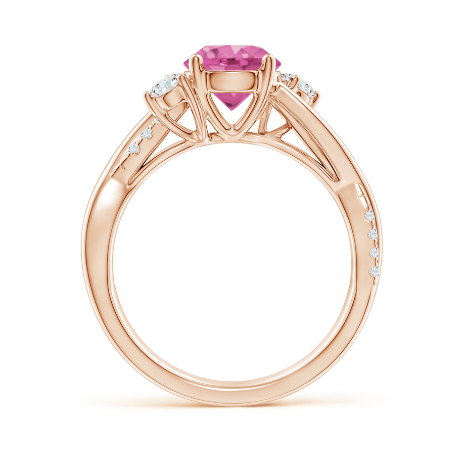 7mm AAA Nature Inspired Pink Sapphire & Diamond Twisted Vine Ring in Rose Gold Side-1
