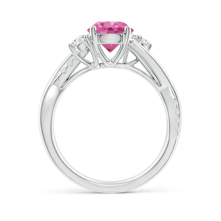 7mm AAA Nature Inspired Pink Sapphire & Diamond Twisted Vine Ring in White Gold Side-1