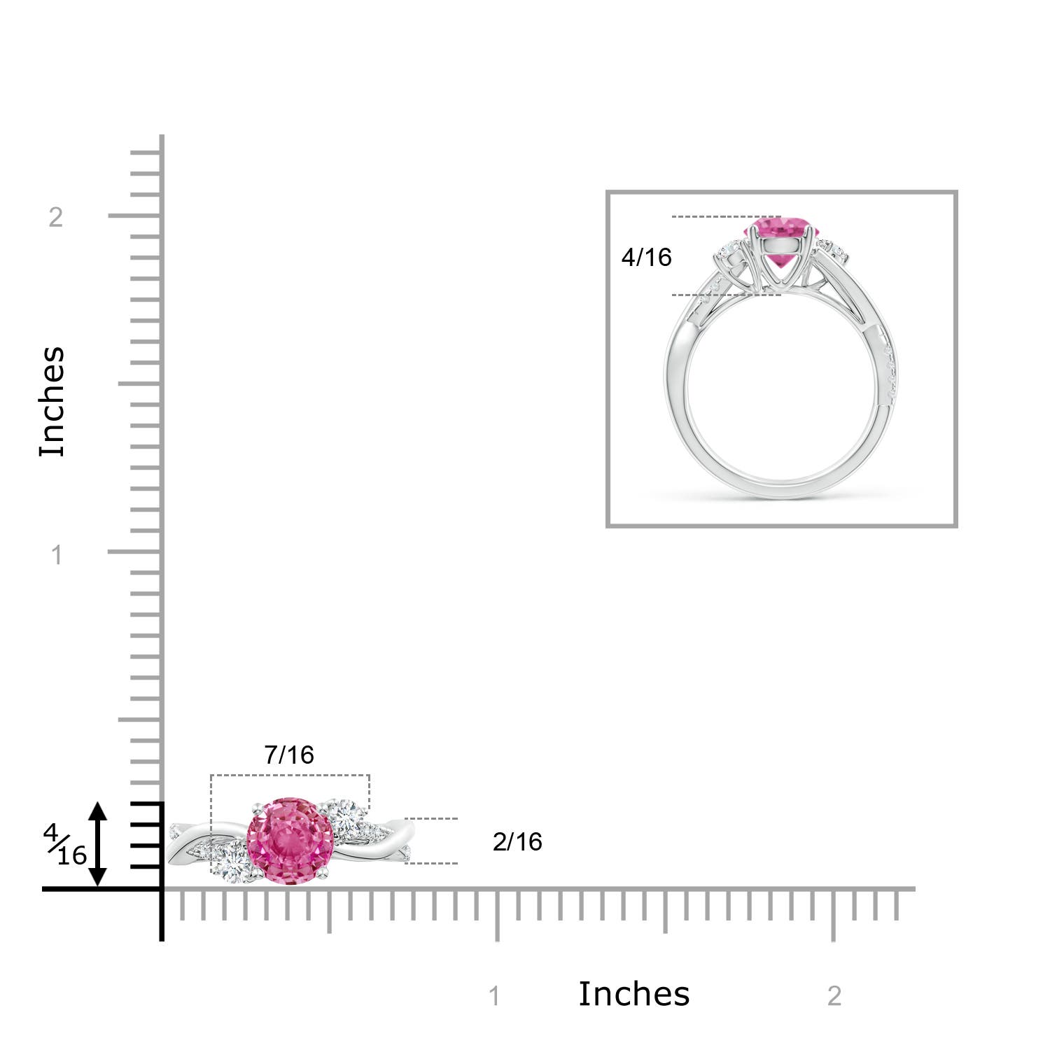 AAA - Pink Sapphire / 1.92 CT / 14 KT White Gold